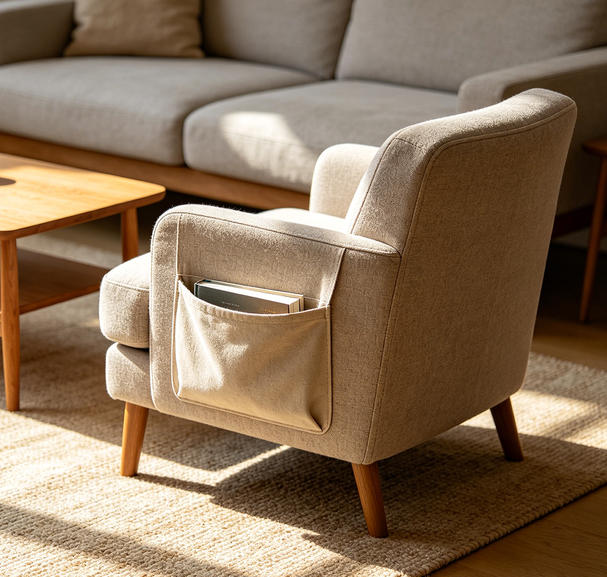 Compact Living Room Chair with Storage Pocket